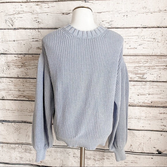 Mustard Seed blue balloon sleeve sweater with mock turtleneck - Picture 4 of 5